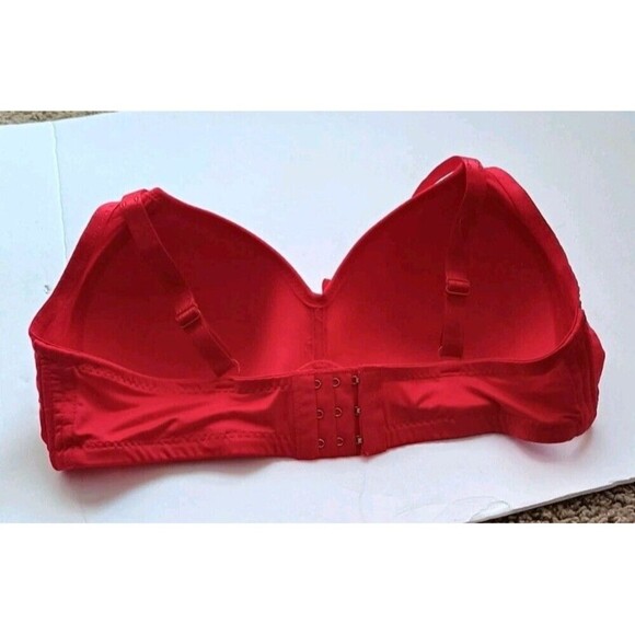 Prima Valentina Intimates Wireless Bra Size 38D Red Padded Wireless Pleated - Picture 3 of 7